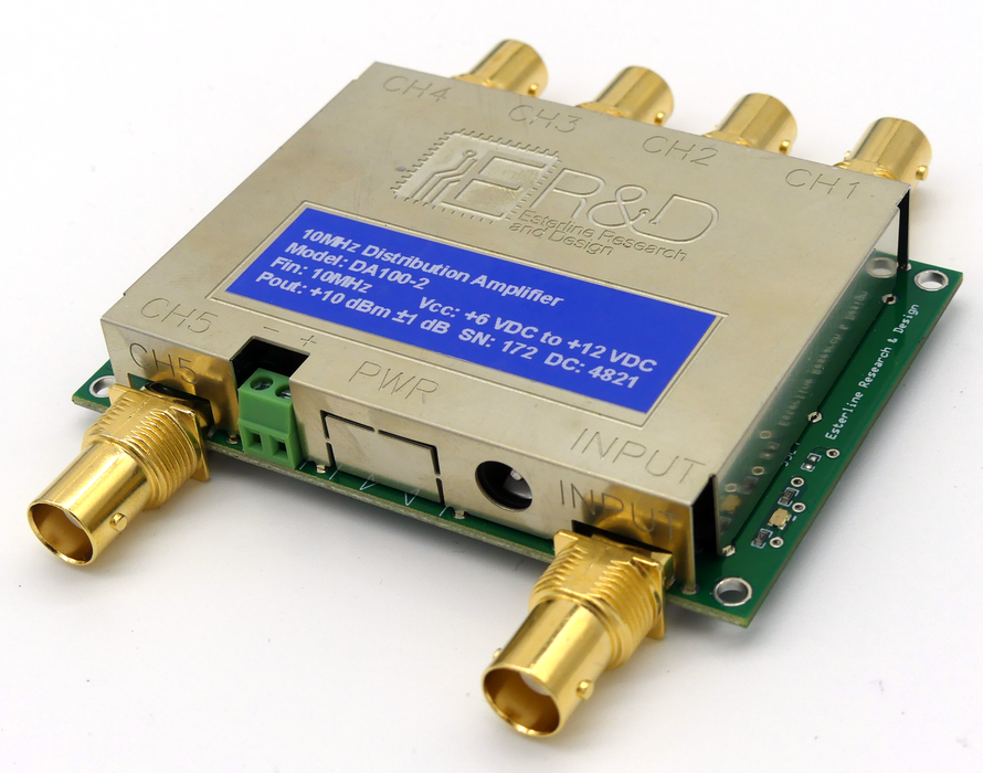 DA100-1 Low Noise 5-Channel 10MHz Distribution Amp. w/ BNC Connectors